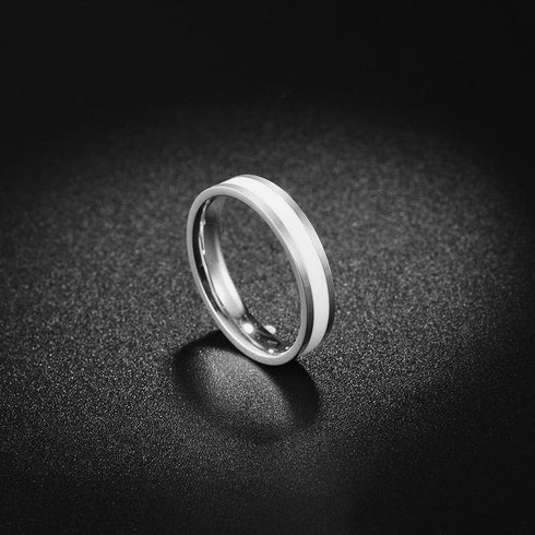 18k Rose Colored Gold Black and White Gum Drops Ring Stainless Steel Tail Ring